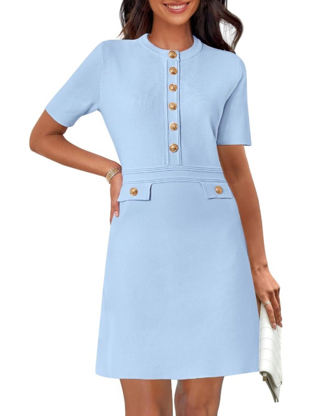 Elegant Women's Summer Short Sleeve Bodycon Mini Dress